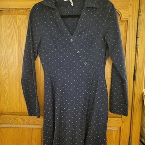BCBGeneration Navy Blue Swiss Dot Dress, size 4